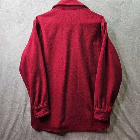 Vintage Woolrich Jacket Mens Medium Red Cruiser Wool Heavyweight Button Up Shirt - Picture 10 of 11